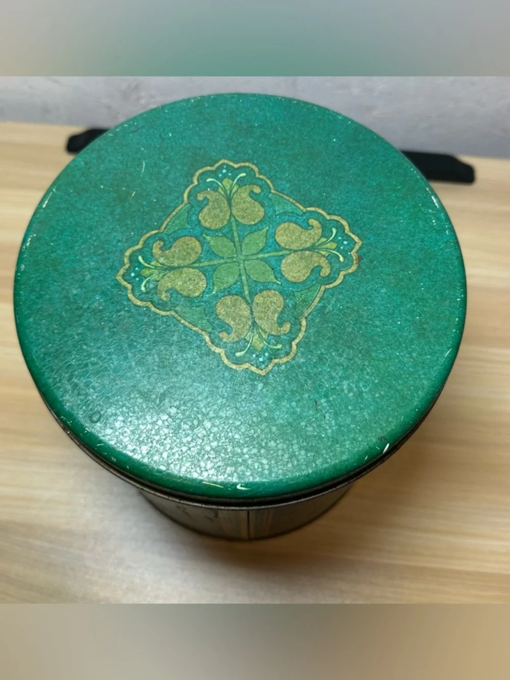 Ballonoff off Green Cookie Tin Storage Canister vintage 70s - Picture 3 of 5